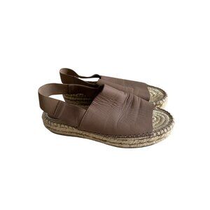 PALOMITAS Paloma Barcelo Taupe Leather Espadrilles Flats Size 38